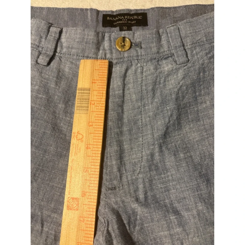 Banana Republic Chambray Shorts Mens 32 Blue Excellent Flat‎ Front Casual 9in